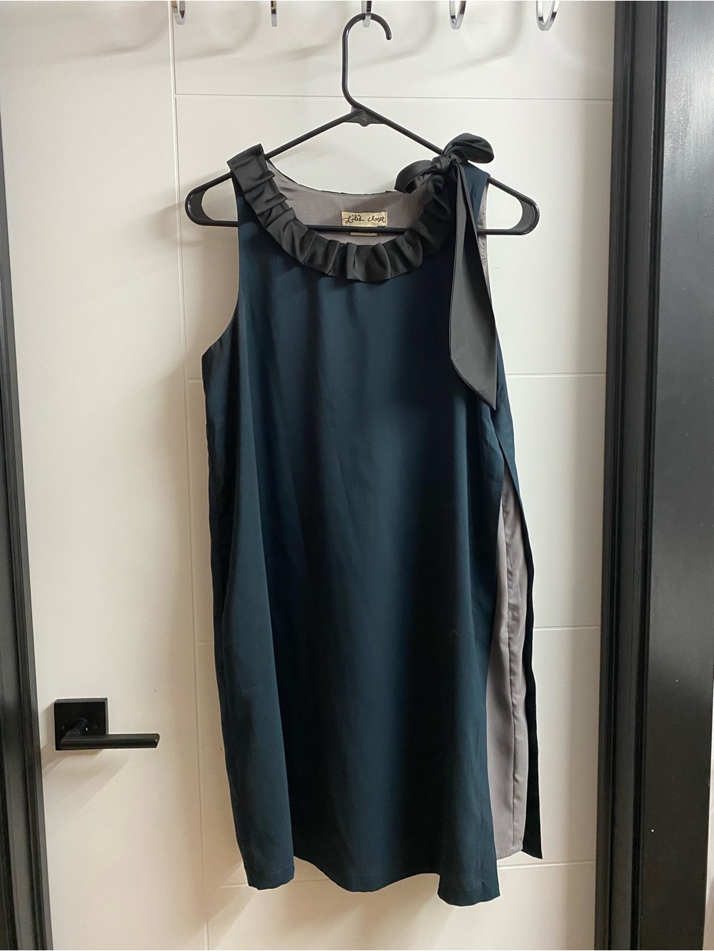 Teal One-Shoulder Ruffle Dress with Side Tie